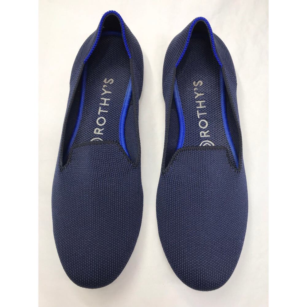 Rothys The Loafer Classic Navy Knit Fabric Slip On Flats Women's Shoes Size 7.5
